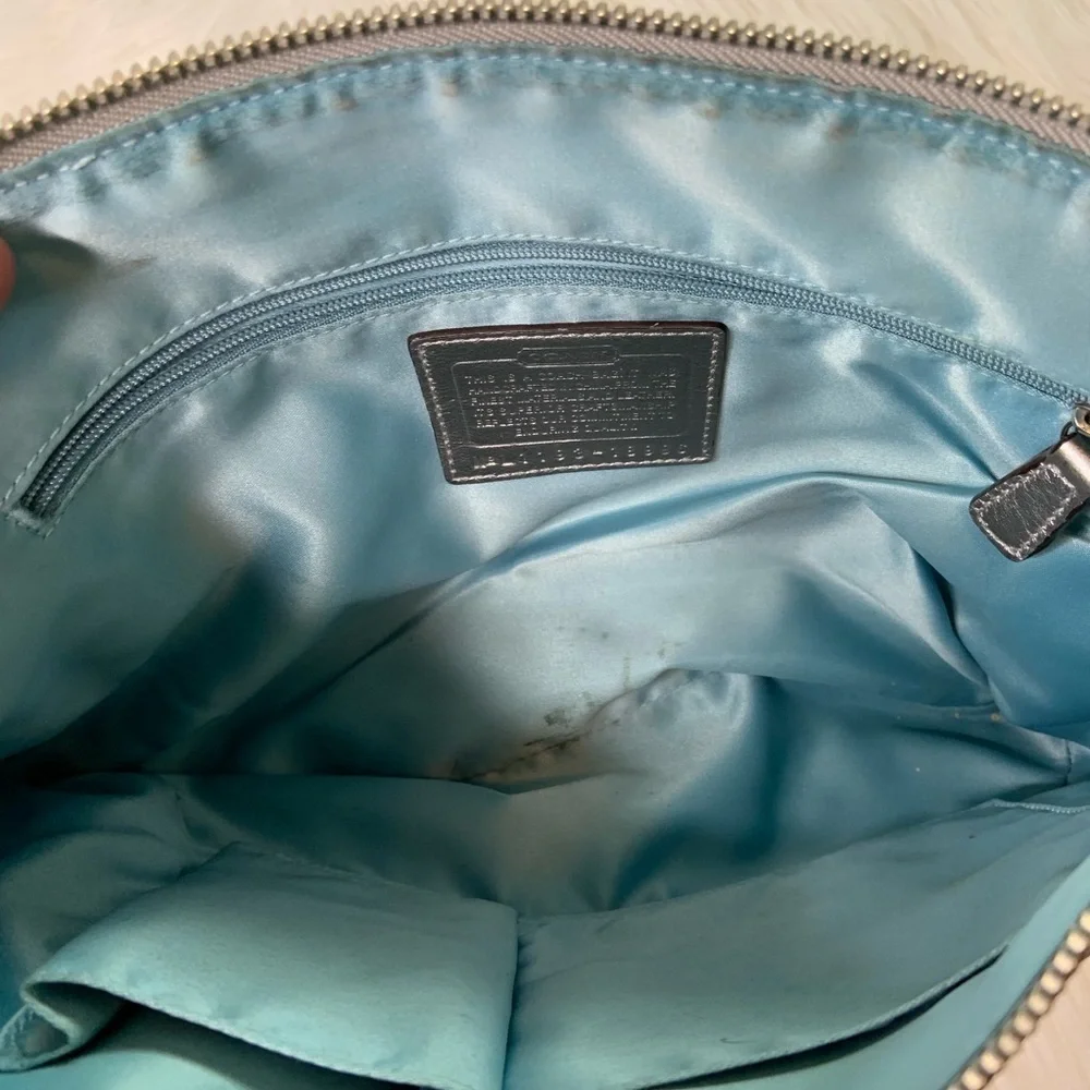 COACH Poppy Silver Metallic Shoulder Bag Purse